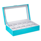 Turquoise jewelry box with white interior
