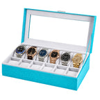 Turquoise watch box with six watches