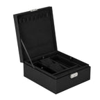 Black jewelry box with a textured surface 