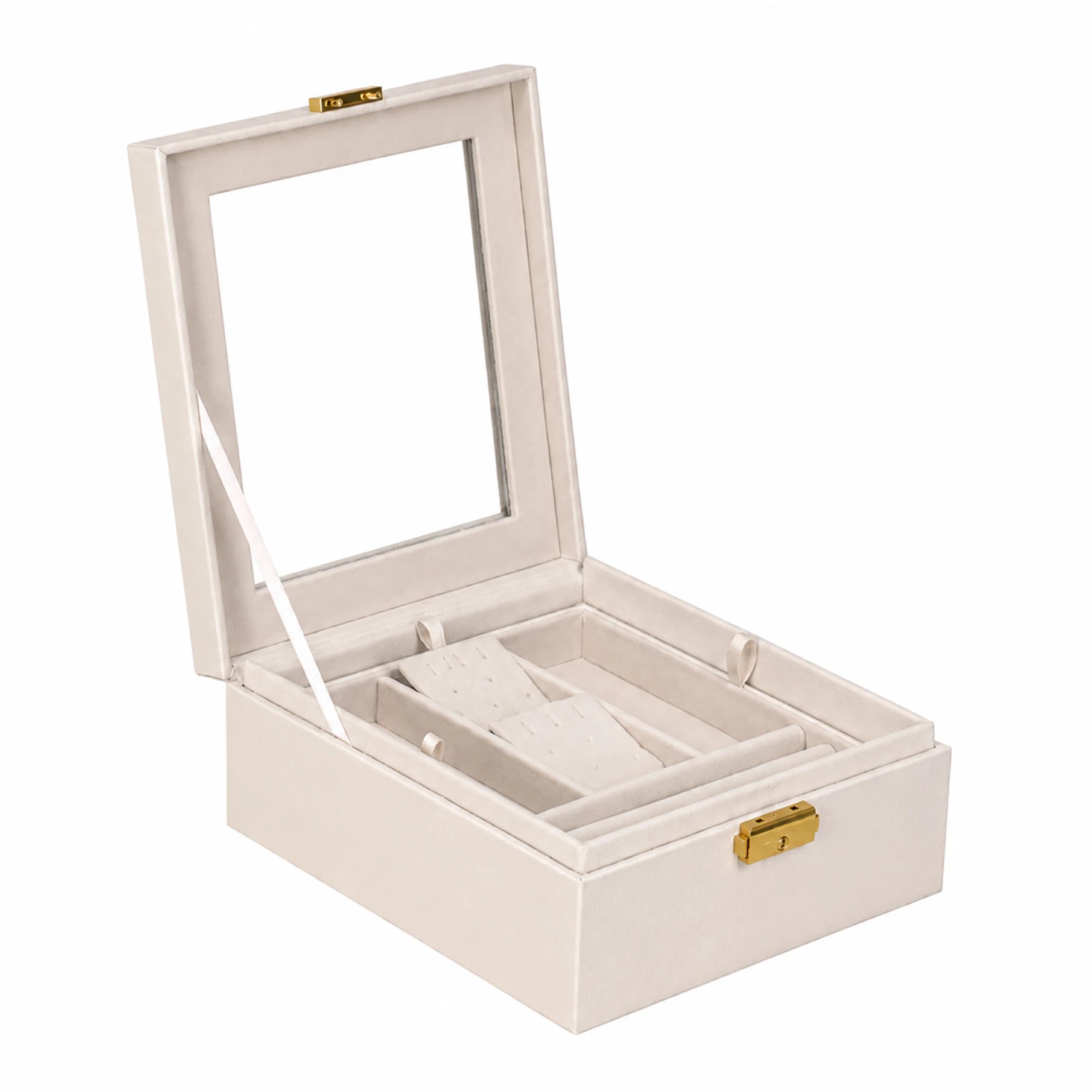 Ivory jewelry box with glass lid 