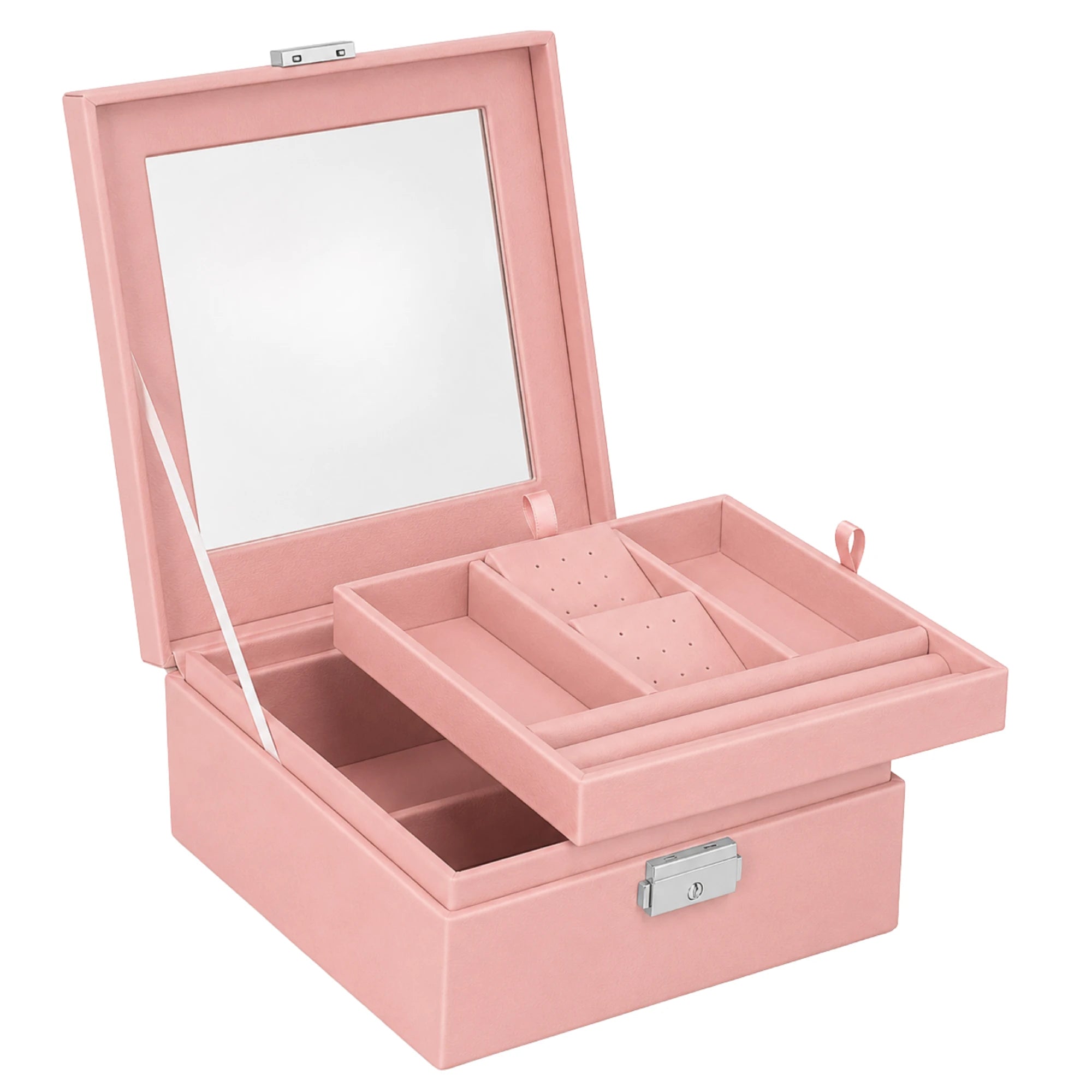 Pink jewelry box with a mirror 