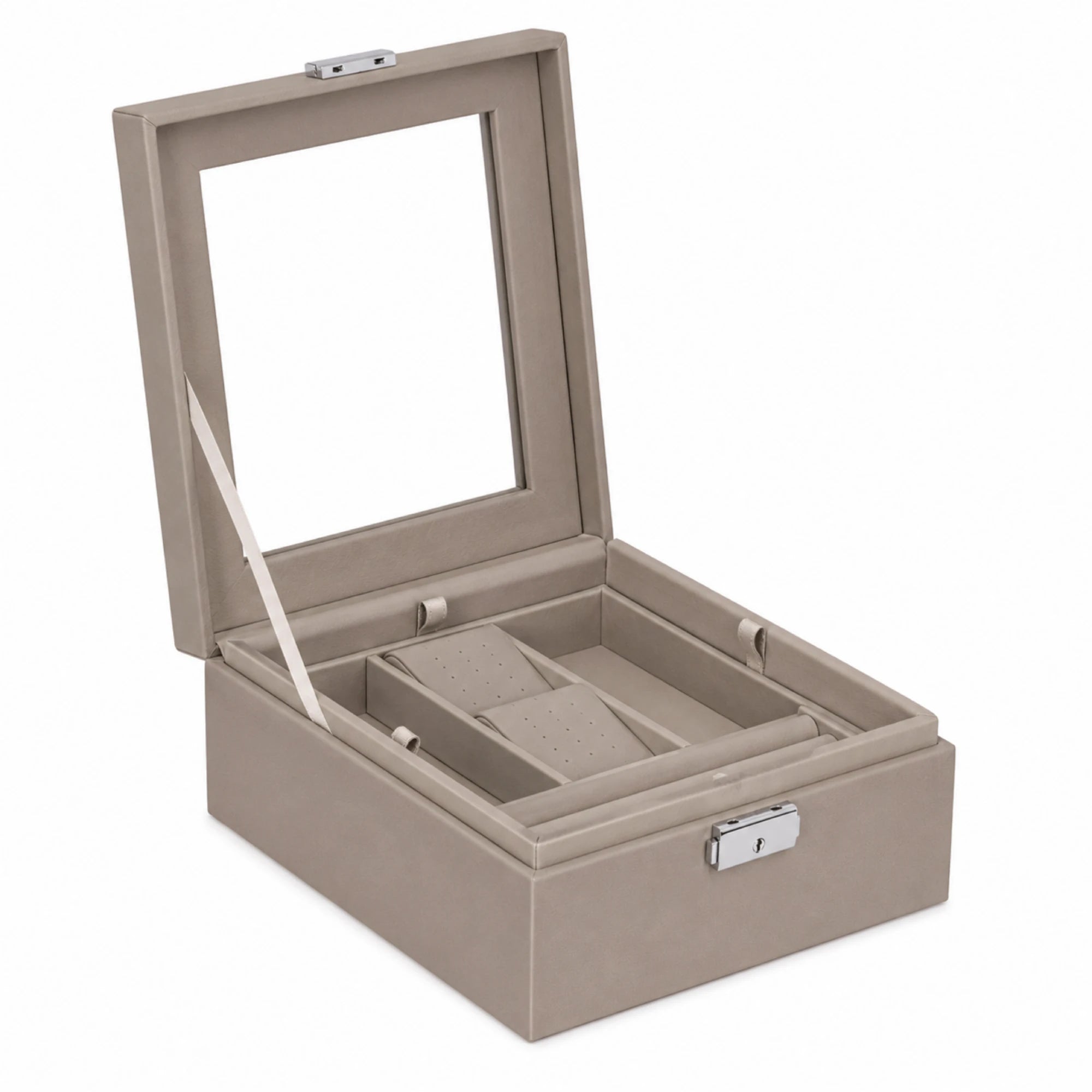 Warm Grey jewelry box with glass lid 
