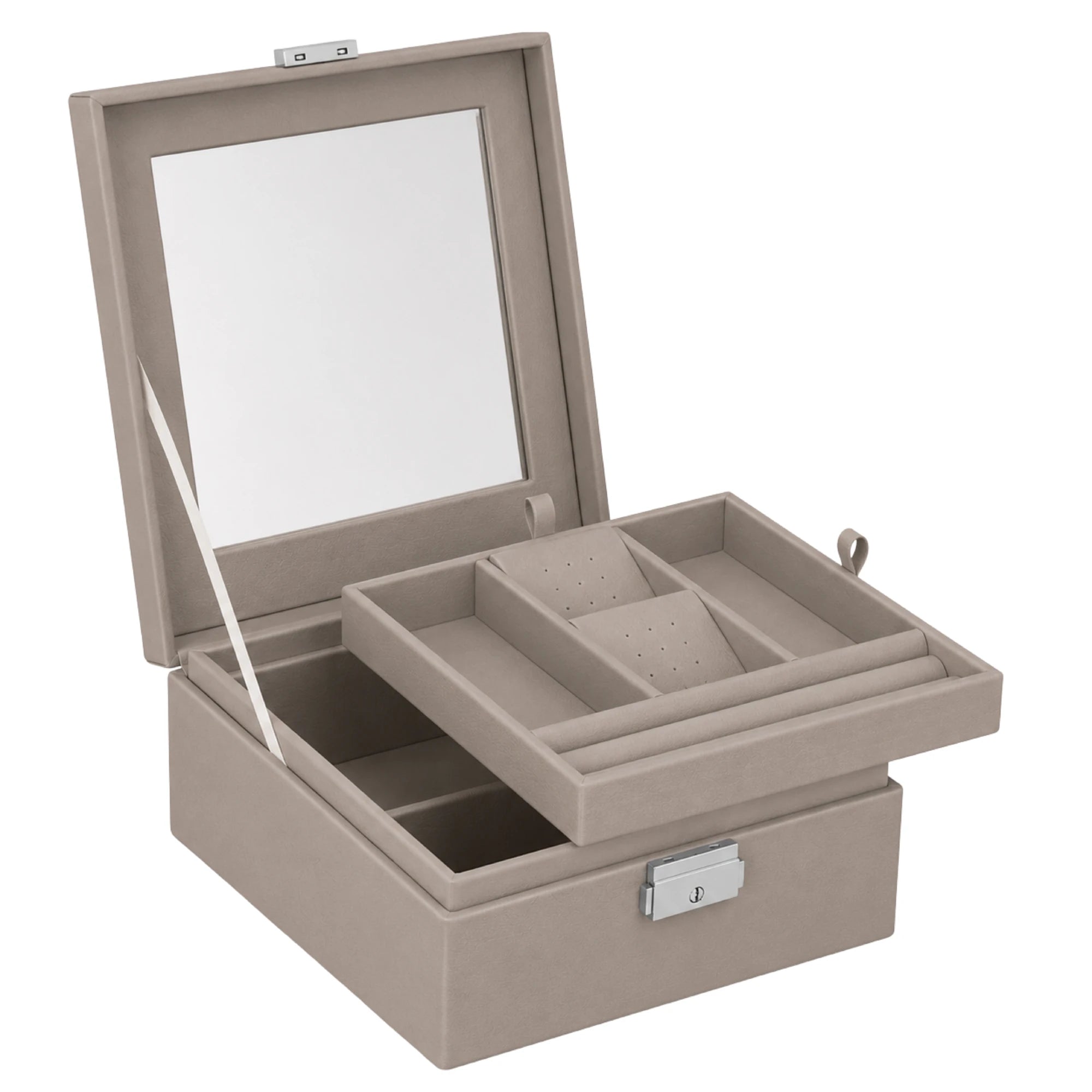 Warm Grey jewelry box with mirror lid 